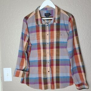 Pendleton Plaid Button Down Roll Cuff Shirt